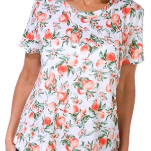 Blue Sol Petite Summer Peach Luxey Short Sleeve Top
