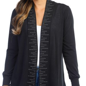 Juniper + Lime Petite Solid Embellished Open Cardigan