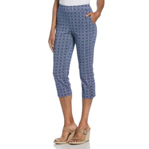 Rafaella Petite Pull-On Tile Rivet Detail Capris