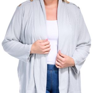 Juniper + Lime Plus Ribbed Open Long Sleeve Cardigan