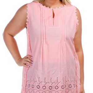 Liv Los Angeles Plus Sleeveless Eyelet Top