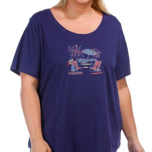 Coral Bay Plus Embellished Scoop Neck Short Sleeve T-Shirt