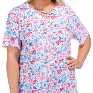 Coral Bay Plus Criss Cross Americana Short Sleeve T-Shirt