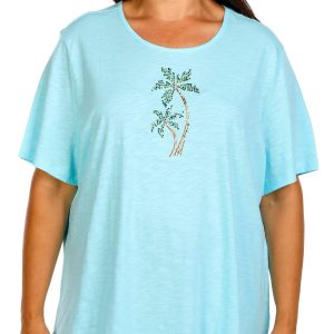 Coral Bay Plus Embellished Short Sleeve Top