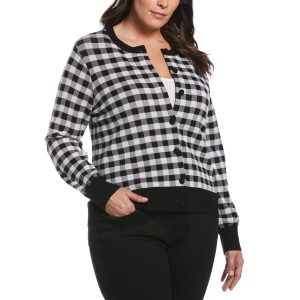 Ella Plus Long Sleeve Buttoned Cropped Cardigan