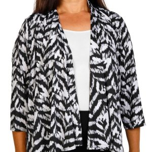 Zac and Rachel Plus 3/4 Sleeve Printed Cardigan