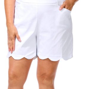Fit Sight Plus Solid Scalloped Bermuda Shorts