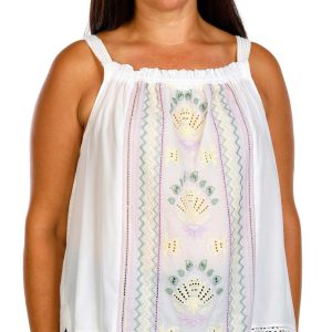 Democracy Plus Square Neck Woven Tank Top