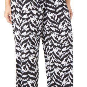 Zac and Rachel Plus Leaf Print Drawstring Wide Leg Pants