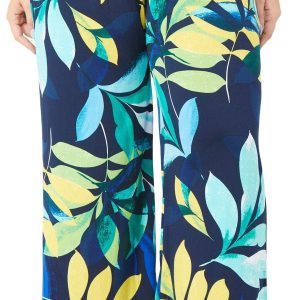 Zac and Rachel Plus Leaf Print Drawstring Wide Leg Pants