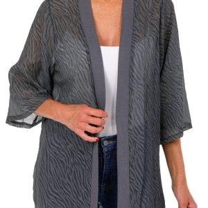 NY Collection Womens Embossed Open Front Cardigan
