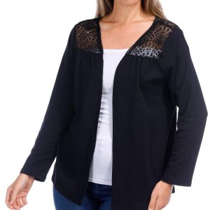 Juniper + Lime Womens Solid Crochet Cardigan