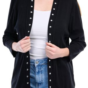 Rafaella Womens Grommet Cardigan