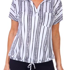 Adrienne Vittadini Womens Short Sleeve Floral Top