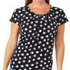 Adrienne Vittadini Women's Short Sleeve Dotted Print Top