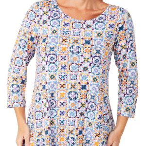 Khakis & Co Womens 3/4 Sleeve Print Legging Tee