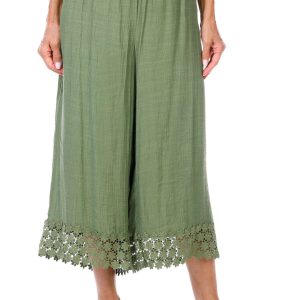 Harper 241 Womens Solid Crochet Trim Flowy Pants