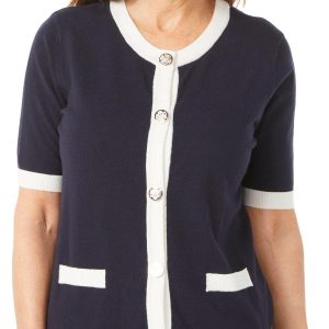 Blue Sol Womens Short Sleeve Button Front Cardigan