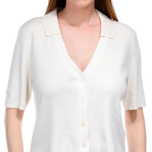Steve Madden Womens Short Sleeve Buttoned Cardigan