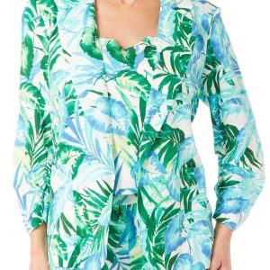 Blue Sol Womens Botanical Long Sleeve Patch Pocket Blazer