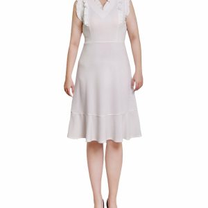 Petite Solid Flutter Sleeve Scuba Dress