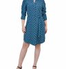 NY Collection Petite 3/4 Rouched Sleeve Dress With Belt