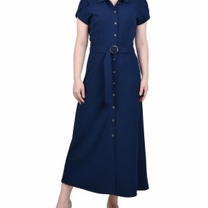 NY Collection Womens Midi Petal Sleeve Dress