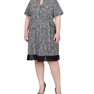 NY Collection Plus Short Sleeve Zip Front Dress