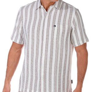 Quiksilver Men's Short Sleeve Buttoned Stripe Texture Shirt