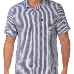 Quiksilver Men's Short Sleeve Buttoned Stripe Texture Shirt