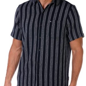 Quiksilver Men's Short Sleeve Buttoned Stripe Texture Shirt