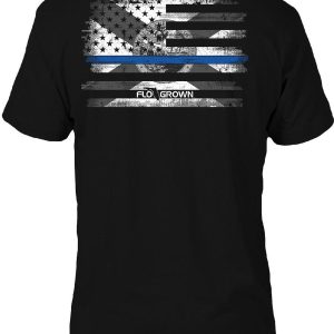 FloGrown Mens Blue Line Flag T-Shirt