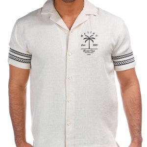 Malibu Mens Embroidered Button Down Shirt