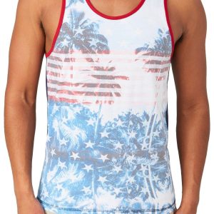 Distortion Mens Blue American Flag Tank Top