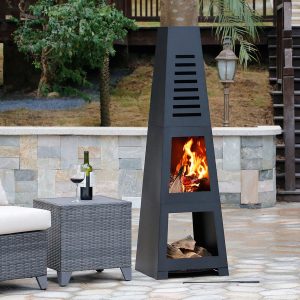 Heat Maxx 59 in. Tall Steel Modern Chiminea