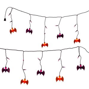 Kurt Adler UL 25-Purple and Orange Bat Icicle Light Set.