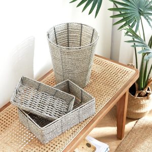 Baum 3 Pc. Aurora Binded Faux Wicker Vanity Storage Bins
