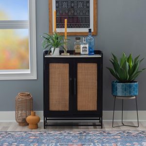 Linon Janie Rattan Bar Cabinet