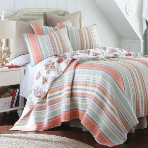 Levtex Home Brighton Coral Reversible Quilt & Sham Set