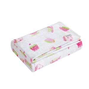 Laura Ashley Kids Cupcakes Reversible Fleece Throw