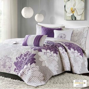 Madison Park 6 Pc. Lola Floral Cotton & Pillow Quilt Set