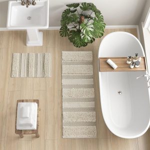 Ink+Ivy Asher Woven Texture Stripe Bath Rug