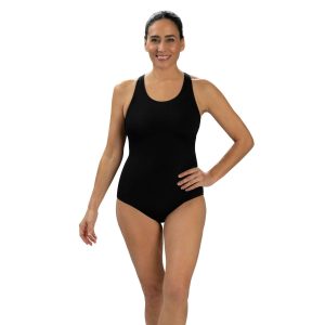 Aquashape Womens Solid Cross Strap Conservative One Piece