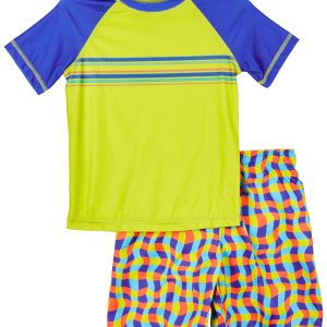 DOT & ZAZZ 2 Pc Boys Wavy Swim Shorts Set