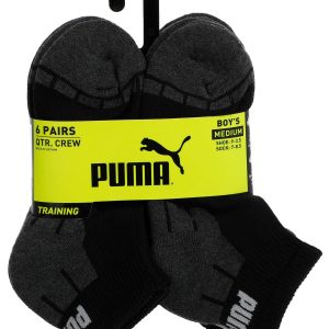 Puma Boys 6 Pk High Quarter Crew Training Socks
