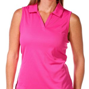 Coral Bay Golf Petite Sleeveless Pique V-Neck Polo