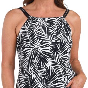 Maxine of Hollywood Womens Palm Retreat Hi Neck Tankini Top