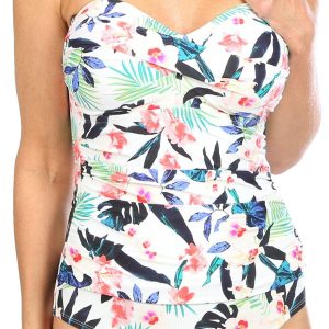 Leilani Womens Palm Print One Piece Swimsuit