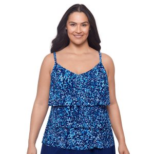 American Beach Plus V-Neck Triple Tier Tankini Top