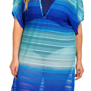 In Gear Plus Ombre Woven Mesh Kimono Tunic Coverup